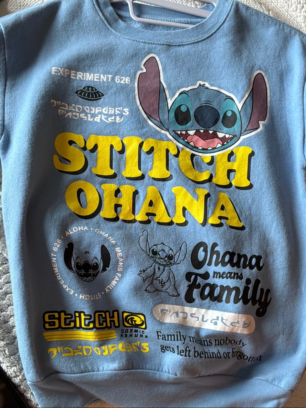 Disney Light Blue Crewneck Sweatshirt - Stitch Ohana